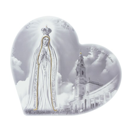 Quadro/ Placa Coração C/ Coroada e Santuário P/B 36x33cm Quadro/ Placa Coração C/ Coroada e Santuário P/B 36x33cm