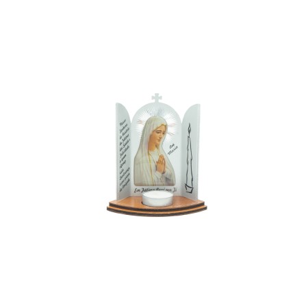 Placa Alumínio C/ Portas, Vela e Fátima Resina 14cm Placa Alumínio C/ Portas, Vela e Fátima Resina 14cm