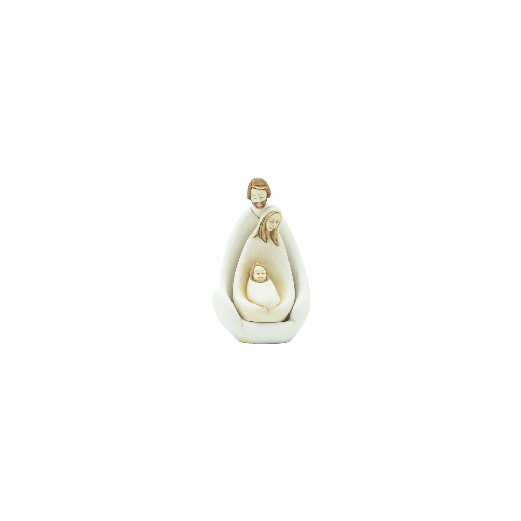 Sagrada Família Estilizada Beje C/ Dourado 10cm