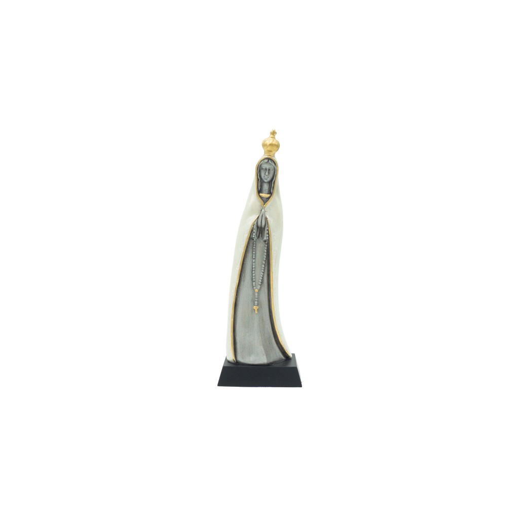 N. Sra de Fátima Estilizada Porcelana Prata Pérola 16.5cm