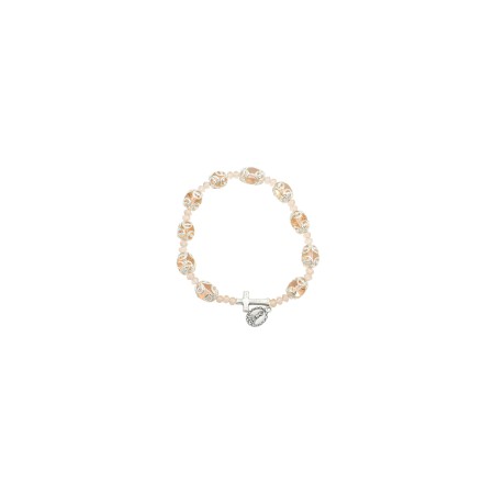 Pulseira Dezena Rosa Com Cruz e Medalha Pulseira Dezena Rosa Com Cruz e Medalha