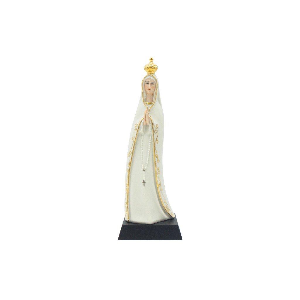 N. Sra de Fátima Estilizada Porcelana Filete Ouro 22cm