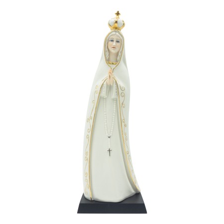 N. Sra de Fátima Estilizada Porcelana Filete Ouro 37cm