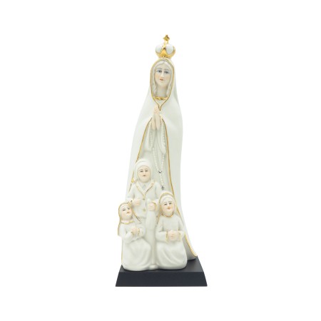 Aparição Fátima Estilizada Porcelana Filete Ouro 32cm Aparição Fátima Estilizada Porcelana Filete Ouro 32cm