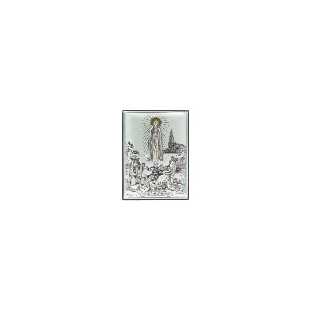 Placa Bilaminada C/ Aparição de Fátima Dour. 7x10cm