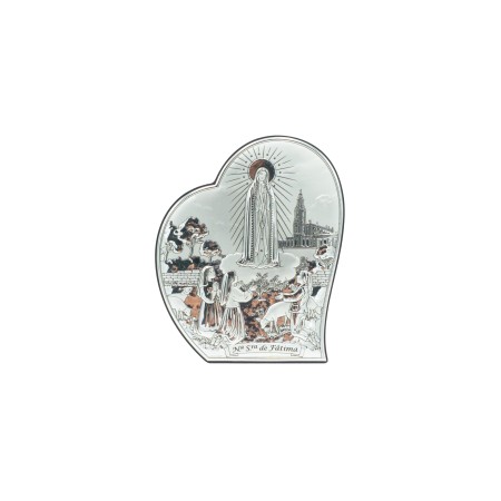 Coração Bilaminado C/ Aparição de Fátima 16x19.5cm