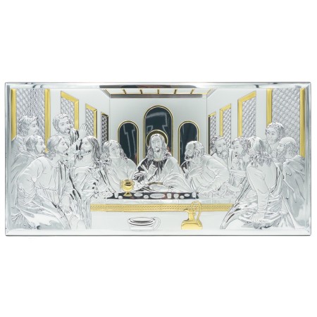 Última Ceia Bilaminada Filete Dourado 64x32cm Última Ceia Bilaminada Filete Dourado 64x32cm