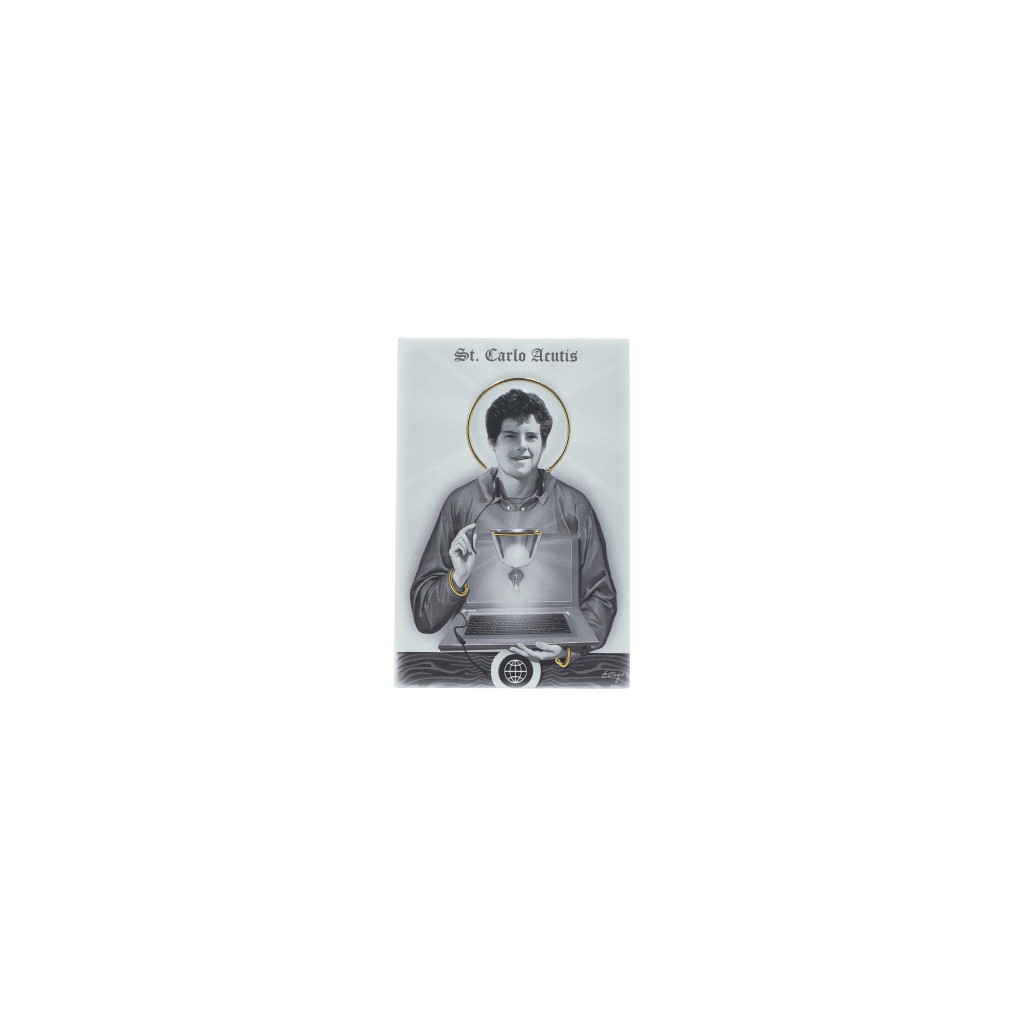 Quadro/ Placa C/ São Carlo Acutis 9x13.5cm