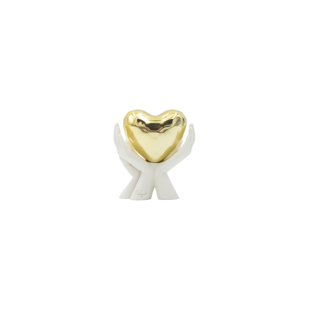 Coração da Família Dourado 10x9cm