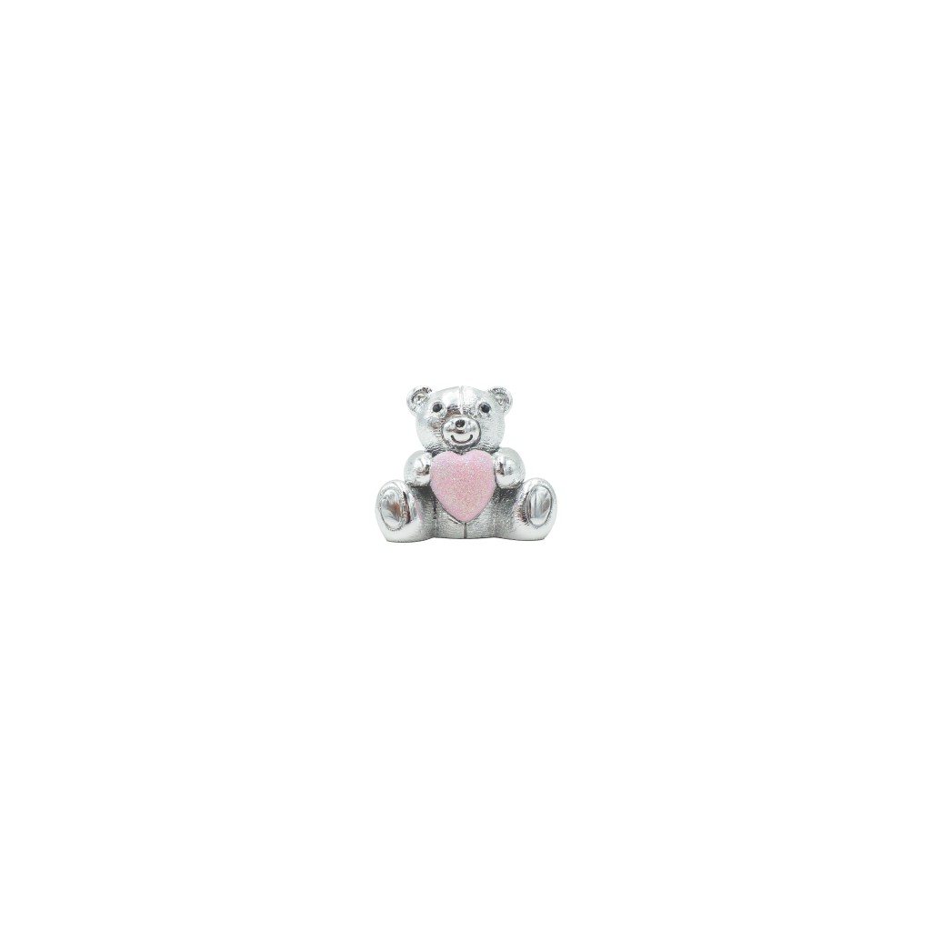 Urso do Amor Argentado C/ Cor de Rosa 5x3cm