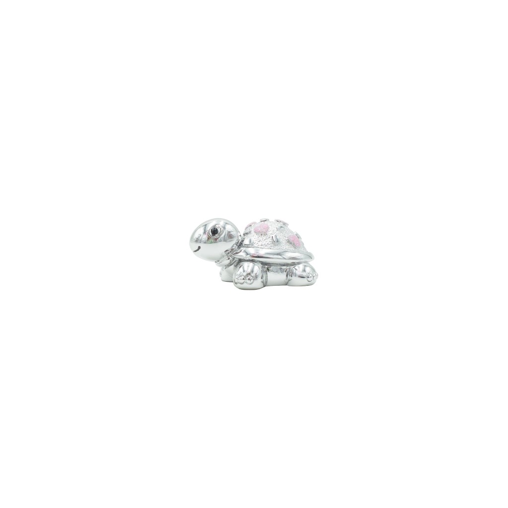 Tartaruga Argentada C/ Cor de Rosa 5x3cm
