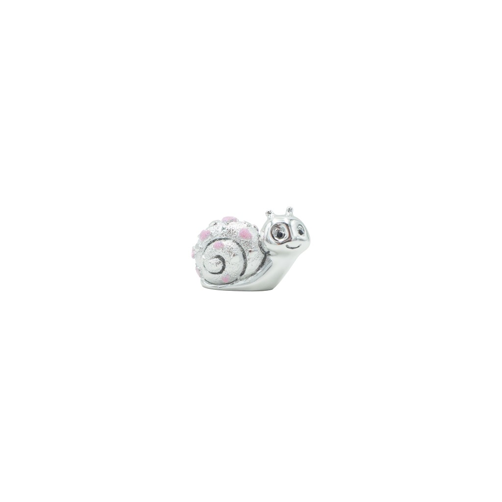 Caracol Argentado C/ Cor de Rosa 5x3cm
