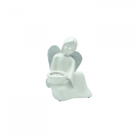 Anjo T- Light Sentado  Pó de Pedra 20cm  