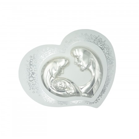 Placa Coração C/Sagrada Família Bilaminada 46x37cm