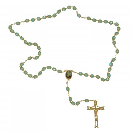 Terço Cristal Verde Cl. Dour Anilhas 8mm Terço Cristal Verde Cl. Dour Anilhas 8mm