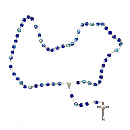 Terço Cristal Azul Esc. Dourado Ani. 12mm Terço Cristal Azul Esc. Dourado Ani. 12mm