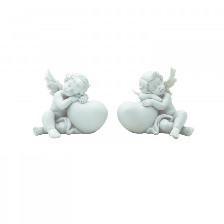 Anjo Branco Sentado C/ Coração 10cm Sort.2 Anjo Branco Sentado C/ Coração 10cm Sort.2