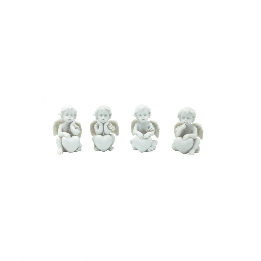 Anjo Branco Sentado C/ Coração 5.8cm Sort.4