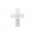 Crucifixo Madeira Branca Cristo Estilizado 12x16cm