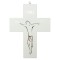 Crucifixo Madeira Branca Cristo Estilizado 37x33cm