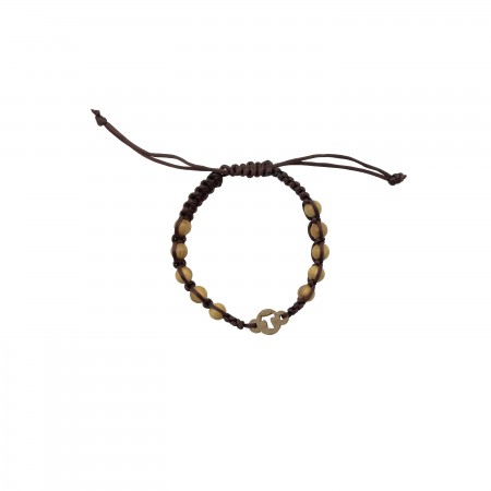 Pulseira Dezena C/ Tau Cordão + Madeira  Pulseira Dezena C/ Tau Cordão + Madeira