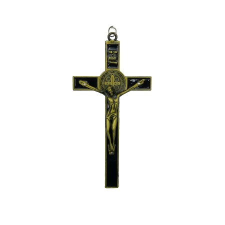 Cruz de São Bento em Metal Preta 18 cm  Cruz de São Bento em Metal Preta 18 cm
