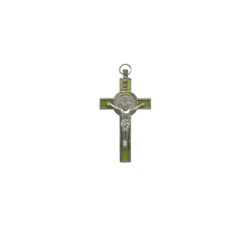 Cruz de São Bento em Metal Verde 8 cm 