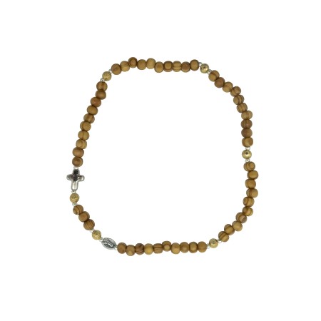 Terço de Fátima Elástico Conta de Madeira  Terço de Fátima Elástico Conta de Madeira