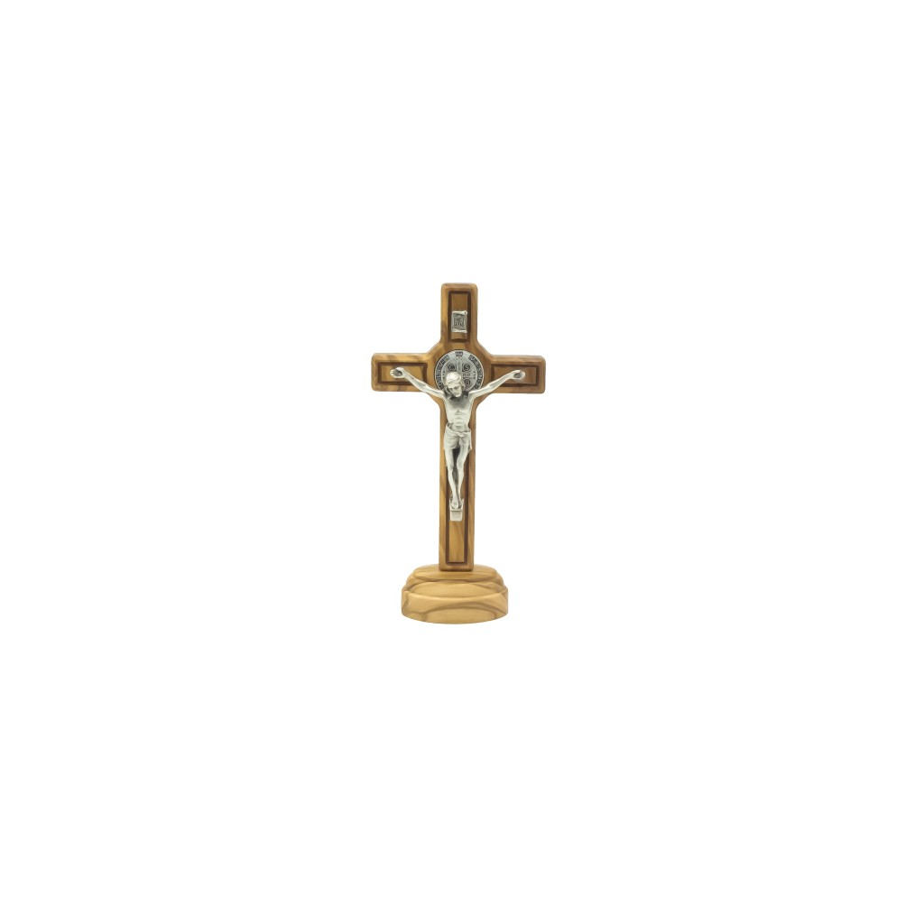 Cruz de São Bento em Madeira C/ Base 11 cm 
