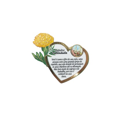 Íman Coração C/ Flor do Mês e Aparição de Fátima Íman Coração C/ Flor do Mês e Aparição de Fátima