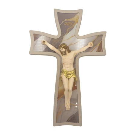 Cruz Estilizada C/ Cristo Pintado à Mão 23x35cm  Cruz Estilizada C/ Cristo Pintado à Mão 23x35cm