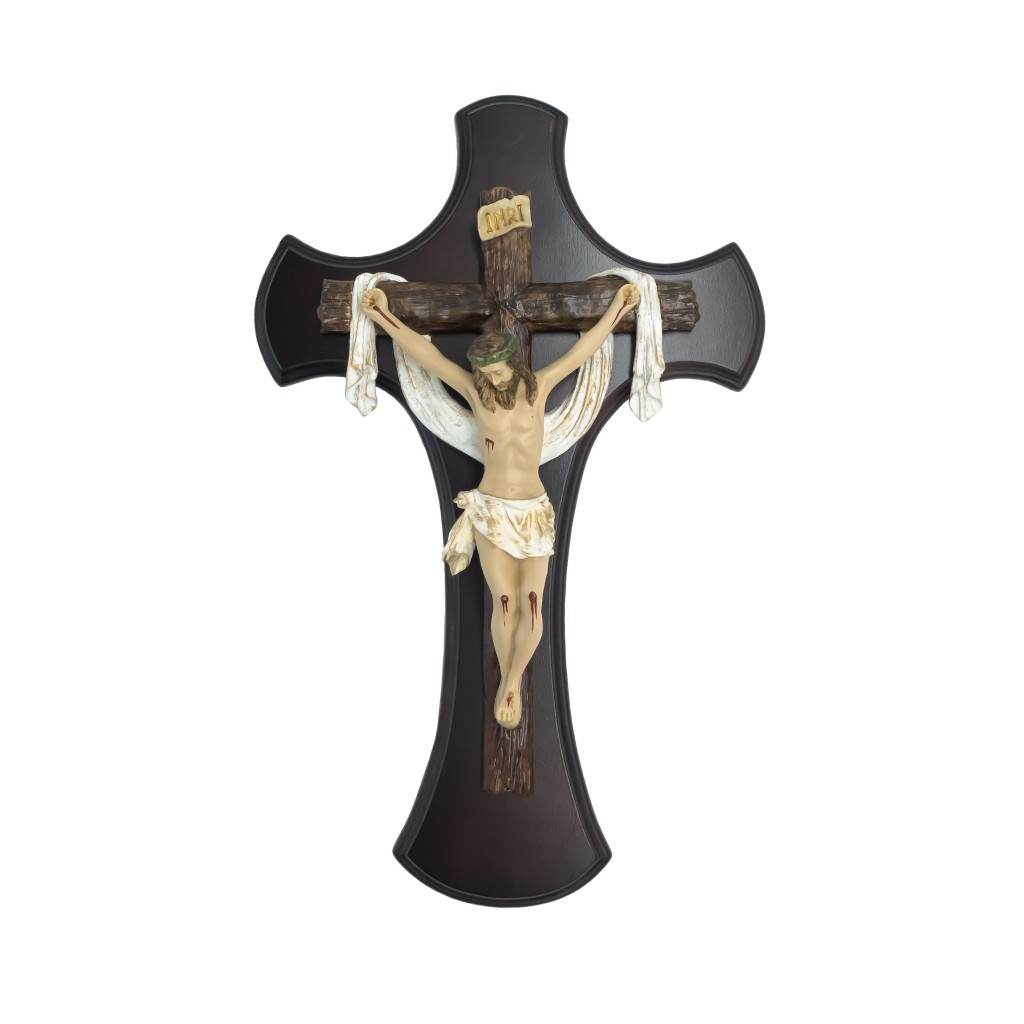 Crucifixo C/ Cruz de Madeira 47x29cm